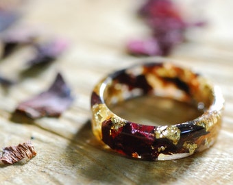 Poppy Flower Ring, Botanical Resin Ring, Pressed Flower Ring, Jasmine Wedding Ring, Nature Resin Ring, Floral Ring, Poppies, Romantic Ring