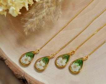 Hawthorn Bloom Threader Earrings · May Birth Flower Jewelry · 14K Gold Plated Sterling Silver