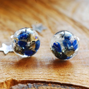 Galactic Metallic Earrings, Pyrite and Lapis Lazuli Studs, Galaxy Resin Earrings, Cosmic Jewelry, Space Birthday Gift