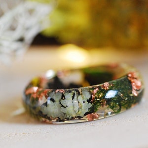 Magic Forest Ring with Moss and Lichen, Outdoor Resin Ring with copper flakes, Elf Ring, Moss Mountain Ring, Fairy Jewelry image 2