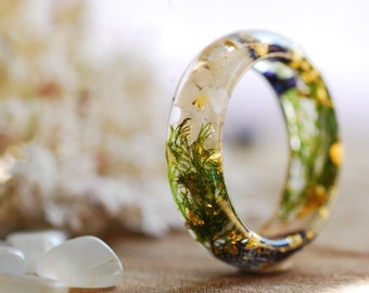 Mondstein Ring mit lila Blumen, Juni Geburtsstein Ring, Göttin Ring, Natur Ringe für Frauen