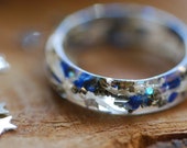 Celestial Ring, Crystal Resin Ring, Galaxy Ring, Pyrite and Lapis Lazuli Ring, Star Skies Ring, Raw Gemstone Ring, Celestial Jewelry