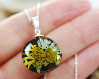 Forest Lichen Pendant Necklace: Goblincore Jewelry