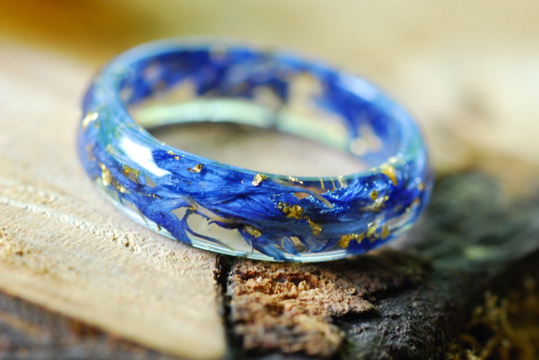 Pressed Flower Ring Nature Resin Ring Blue Flower Ring - Etsy