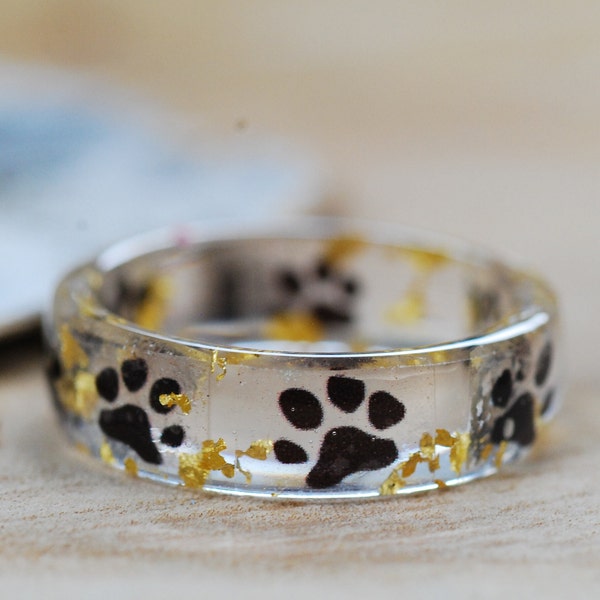 Pet Paw Ring, Handmade Paw Print Resin Ring, Cat Paw Ring, Cat Lover Gift, Dog Pawprint Ring, Animal Gift Ring, Pet Owner Gift