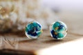 Turquoise Stud Earrings, Resin Lapis Lazuli Earrings, Gemstone Earrings, Bridesmaid Gift, December Birthstone Jewelry, Handmade Gift for Her