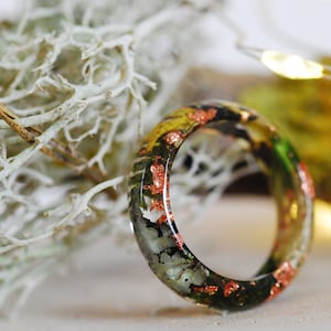 Magic Forest Ring with Moss and Lichen, Outdoor Resin Ring with copper flakes, Elf Ring, Moss Mountain Ring, Fairy Jewelry image 4