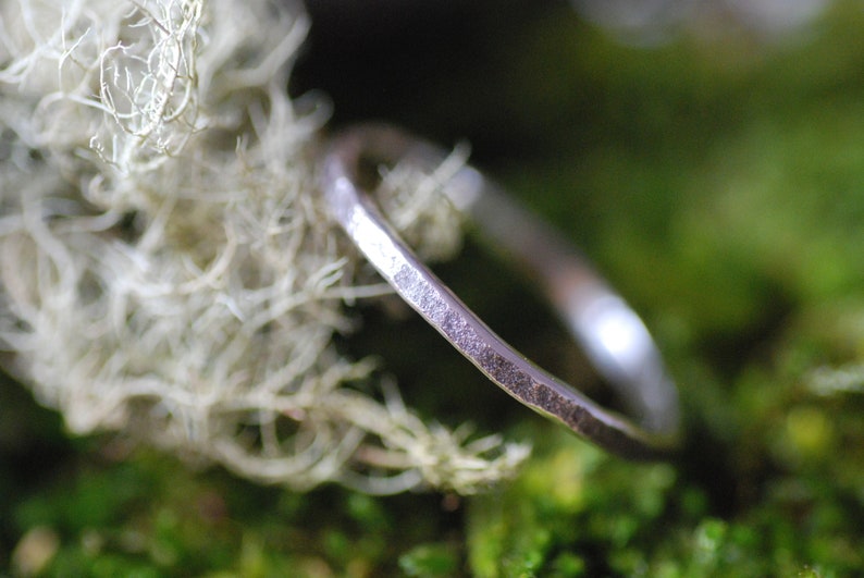 Silver Hammered Ring, Textured Sterling Silver Ring, Minimalist Ring, Unique Rustic Jewelry, Handmade Gifts for Husband, Gift for Men image 2