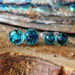 Real Seaweed Stud Earrings, Ocean Resin Earrings, Unique Blue Sea Earrings, Gift for Ocean Lovers, Mermaid Jewelry image 8