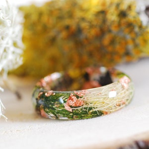 Magic Forest Ring with Moss and Lichen, Outdoor Resin Ring with copper flakes, Elf Ring, Moss Mountain Ring, Fairy Jewelry image 5