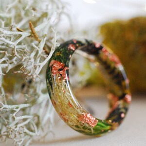 Magic Forest Ring with Moss and Lichen, Outdoor Resin Ring with copper flakes, Elf Ring, Moss Mountain Ring, Fairy Jewelry image 9