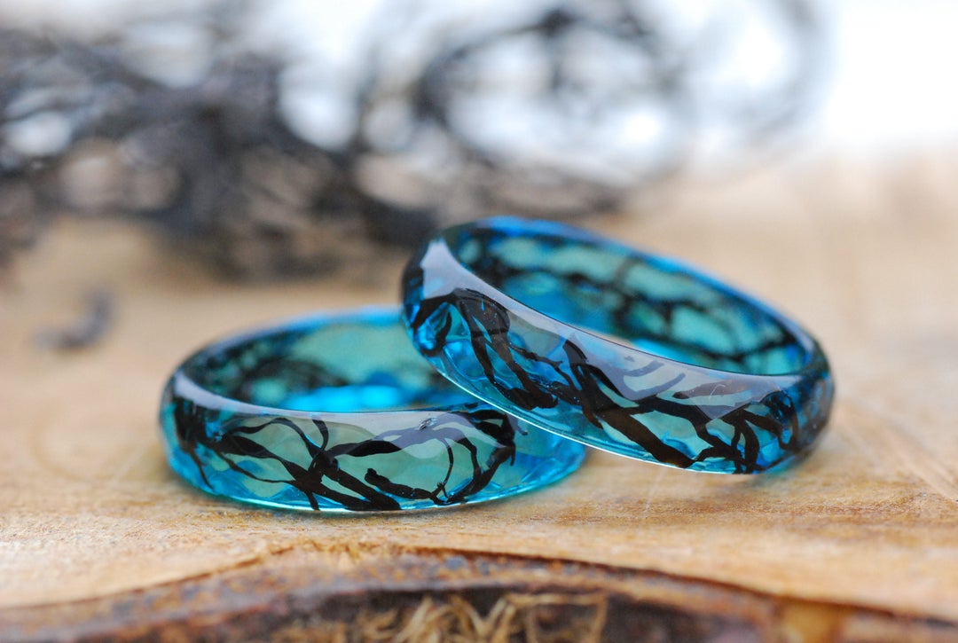 Ocean Resin Ring Mermaid Ring Nature Ring Mermaid Jewelry 