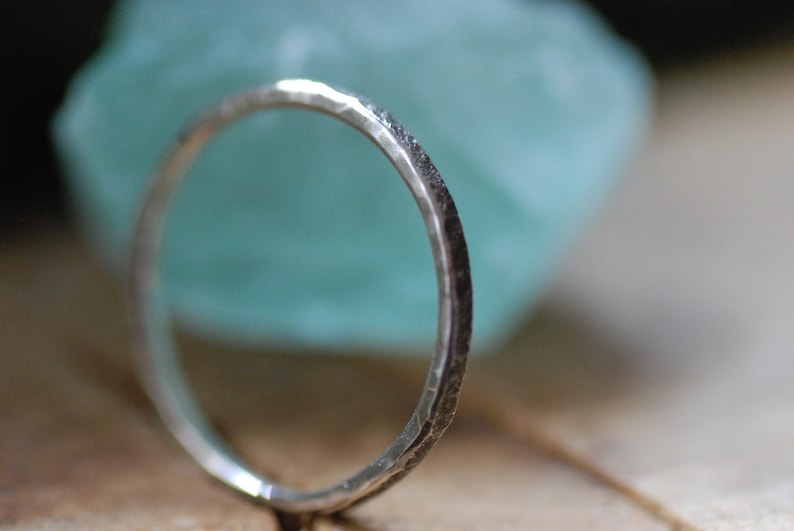 Silver Hammered Ring, Textured Sterling Silver Ring, Minimalist Ring, Unique Rustic Jewelry, Handmade Gifts for Husband, Gift for Men image 8
