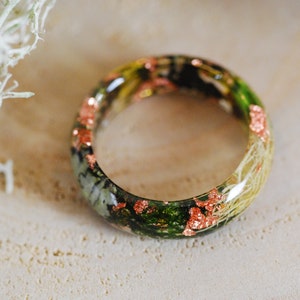 Magic Forest Ring with Moss and Lichen, Outdoor Resin Ring with copper flakes, Elf Ring, Moss Mountain Ring, Fairy Jewelry image 6