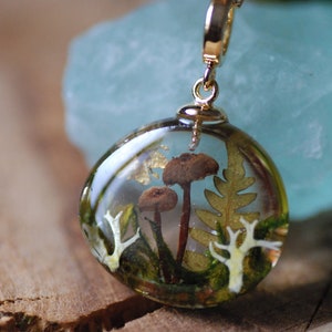 Paddestoelketting, bosharsketting, natuurpaddestoeltruc, sprookjesketting, cadeau voor paddenstoelenliefhebbers