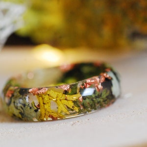 Magic Forest Ring with Moss and Lichen, Outdoor Resin Ring with copper flakes, Elf Ring, Moss Mountain Ring, Fairy Jewelry image 3