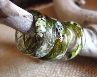 Moss and Lichen Forest Ring, Nature Resin Ring, Mountain Band for Men, Goblincore, Fairy Gift for Women