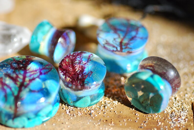 Ocean Ear Plugs Turquoise Ear Gauges Blue Gemstone Plugs Etsy