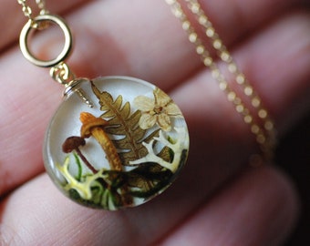 Forest Mushroom Necklace, Magic Fairy Pendant, Mushroom Gifts, Cottagecore Necklace, Nature Lover Gift