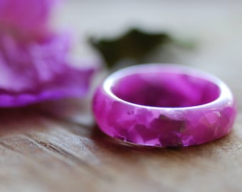 Pink Pastel Resin Ring, Opaque Pink Band with Silver Flakes, Spring Rings for Women, Happy Rings, Colorful Rings, Gift for Her