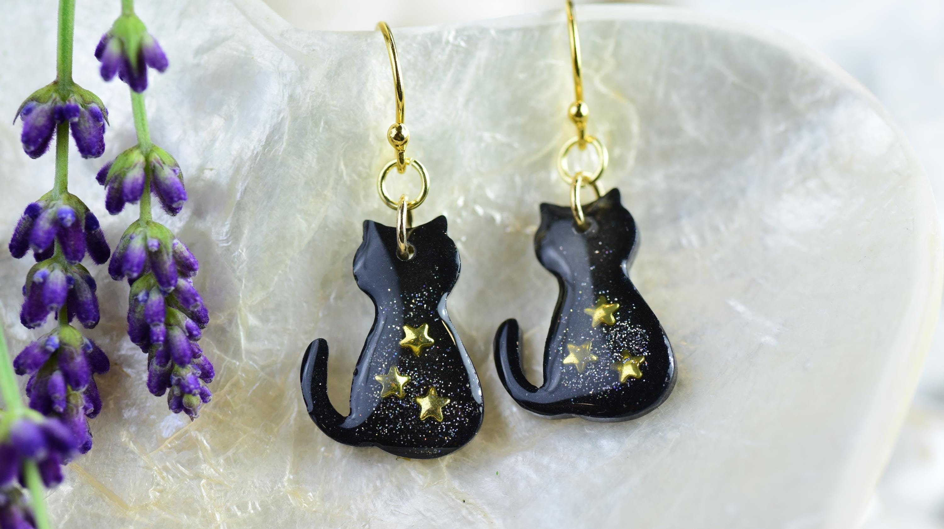 moon‼️ Cat Glitter Earrings - Etsy UK