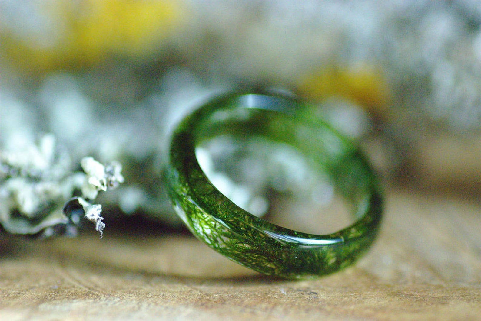 Real Moss Ring Nature Ring Resin green moss ring Terrarium Etsy
