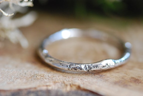 Abstract Sterling Silver Ring, 2 Mm Melted Organic Band, Smelted