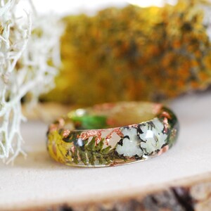 Magic Forest Ring with Moss and Lichen, Outdoor Resin Ring with copper flakes, Elf Ring, Moss Mountain Ring, Fairy Jewelry image 10