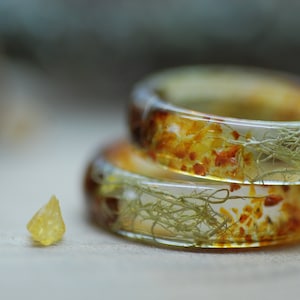 Genuine Baltic Amber Ring, Nature Resin Ring, Handmade Gemstone Band, Wedding Ring for Men, Forest Amber Jewelry, Gift for Her, for Him