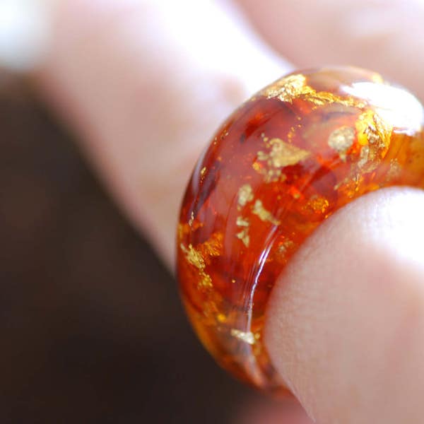 Baltic Amber Ring, Statement Gemstone Ring, Amber Crystal Ring, Stone Resin Ring, Stunning Elegant Ring, Amber Jewelry, Womens Gift for Her