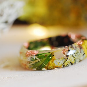 Magic Forest Ring with Moss and Lichen, Outdoor Resin Ring with copper flakes, Elf Ring, Moss Mountain Ring, Fairy Jewelry image 7