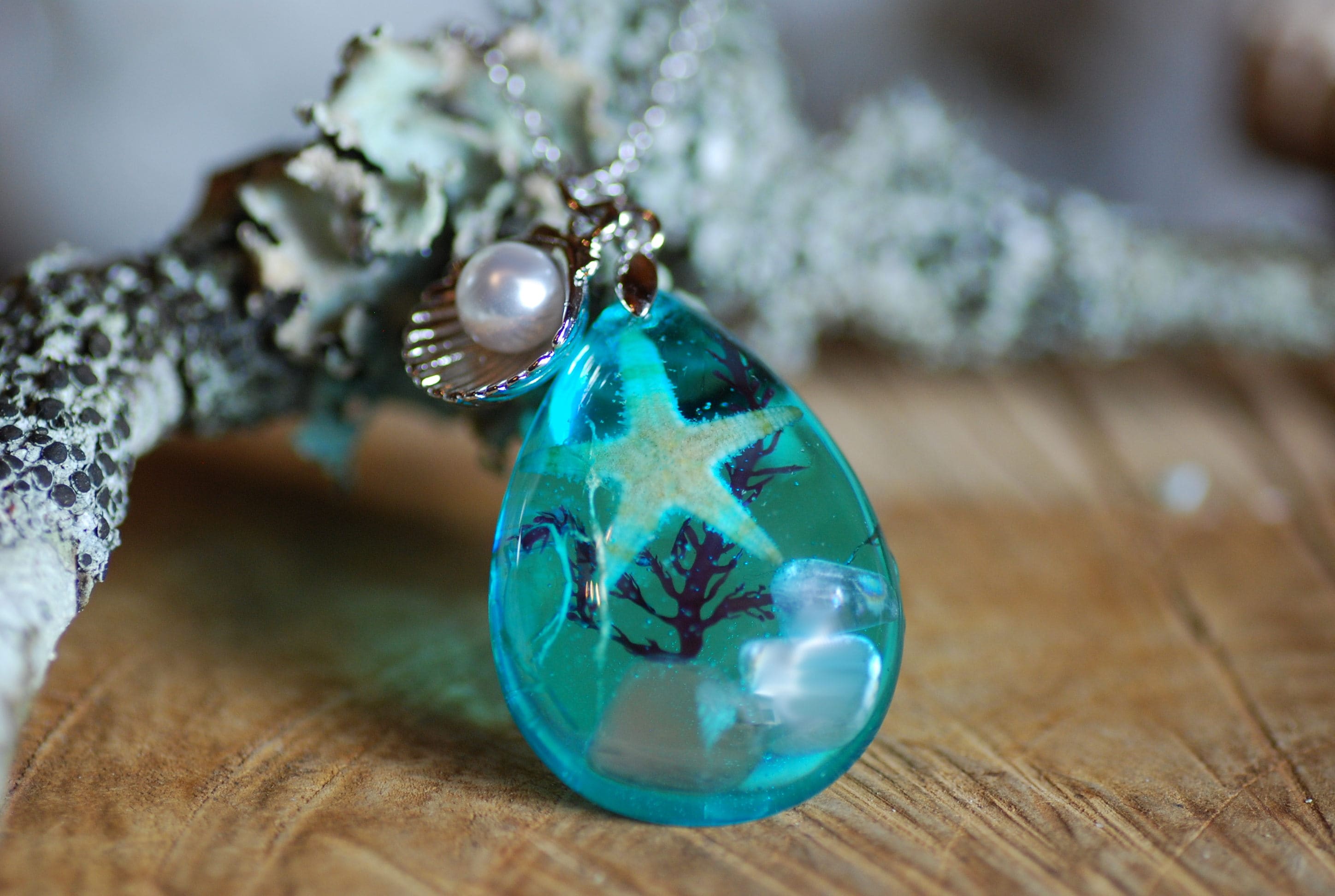 Starfish Necklace Ocean Necklace Teardrop Mermaid Pendant Etsy