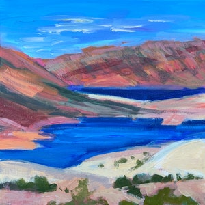 On Sale! Original Art landscapes Contemporary acrylic painting by Tracy Haines Flaming Gorge. Sold Unframed.