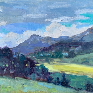 Original oil painting 9x12 Lake City Colorado fall autumn dusk
