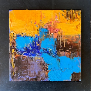 Abstract Oil and Cold Wax colorful 8x8 Original painting