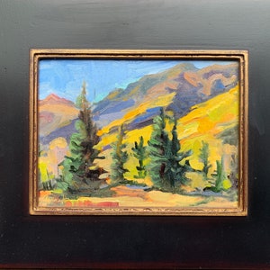 Original Plein air oil landscape painting 9x12 Lake City Colorado fall autumn dusk