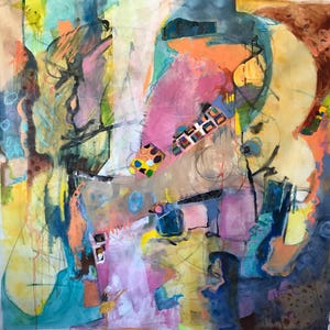 Large original Abstract Mixed Media painting Modern Contemporary Art 5 foot