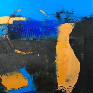 Abstract Oil and Cold Wax colorful 8x8 Original painting