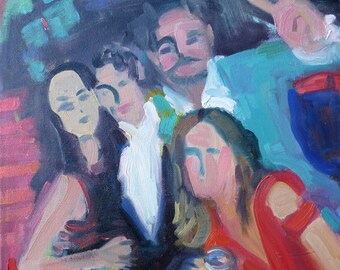 Oprawiony abstrakcyjny obraz figuralny akrylowy oryginalny 12x12