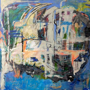 Large original Abstract Mixed Media painting Modern Contemporary Art 5 foot