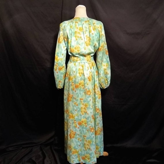 Vtg 60s Flower Power Belted Maxi Dress Sz M/L / V… - image 5