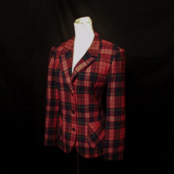 red tartan plaid blazer