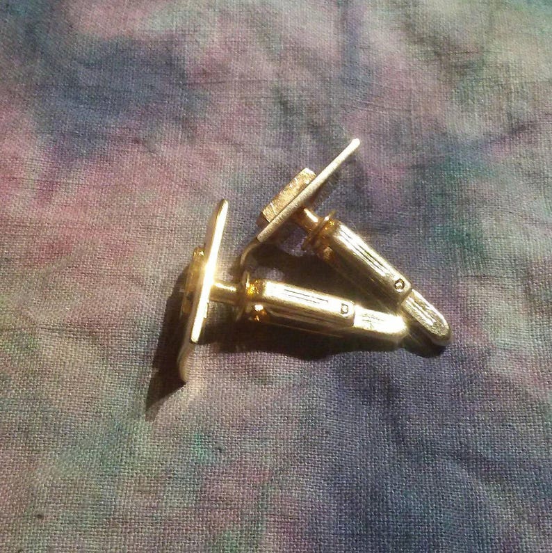 vintage 50s geometric silver /& gold tone Hickok cuff links vtg 1950s two tone formal rectangular cufflinks cuff jewelry