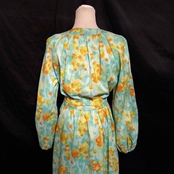 Vtg 60s Flower Power Belted Maxi Dress Sz M/L / V… - image 6