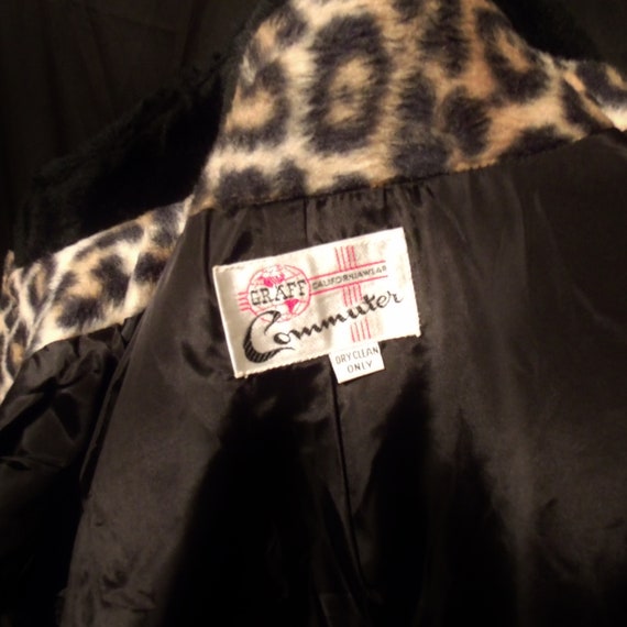 Vtg 60s Mod Fuzzy Leopard Print Coat Sz M/L / Vin… - image 10