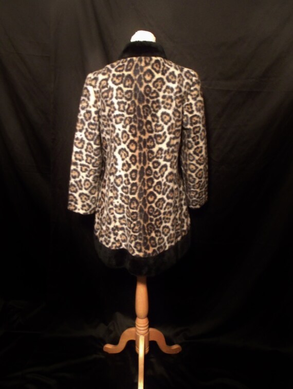 Vtg 60s Mod Fuzzy Leopard Print Coat Sz M/L / Vin… - image 7