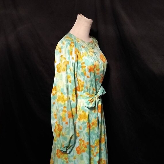 Vtg 60s Flower Power Belted Maxi Dress Sz M/L / V… - image 8