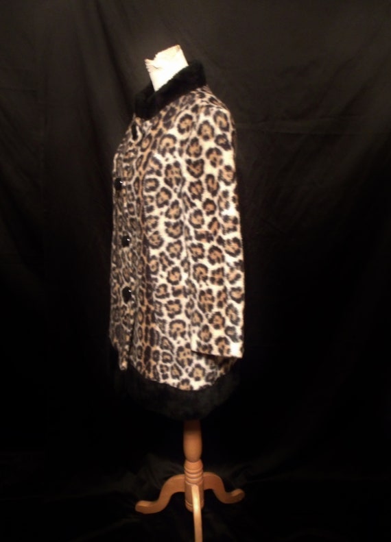 Vtg 60s Mod Fuzzy Leopard Print Coat Sz M/L / Vin… - image 6