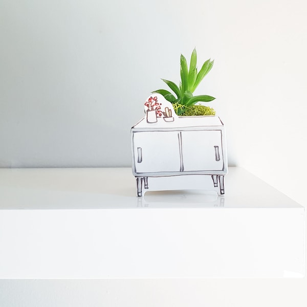 Meuble petit cache-pot pour plante. Tout petit vase gris pour cactus, succulentes. Jardinière unique. petit vase. Mignon pot en céramique.