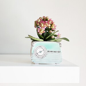 Small green mint Vintage Radio planter. Perfect cactus or succulent planter. Unique green ceramic planter!